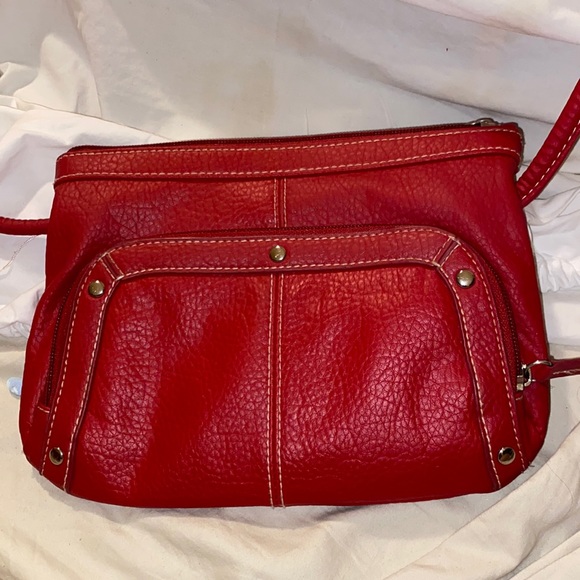 Handbags - Red Faux Leather Shoulder Strap Purse